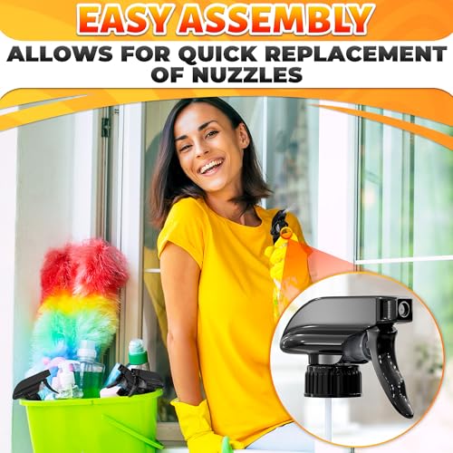 6 Pack Universal Spray Nozzle for Bottles – Leak-Proof Fix of Broken Sprayers in Seconds with Spray Bottle Nozzle Replacement, Fits 8 Oz & 16 Oz Bottles, Trim-to-Fit Tube, Mist & Stream Modes (Black) - color: Black, size: 6 Pack