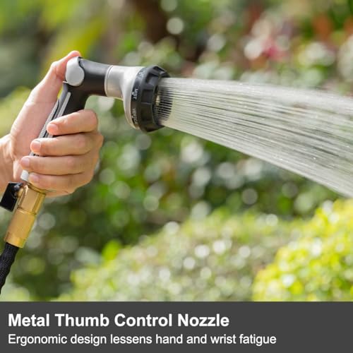 FANHAO Garden Hose Nozzle Heavy Duty, 100% Metal Water Hose Sprayer with 8 Spray Patterns, High Pressure Spray Nozzle Thumb Control On Off Valve for Lawn & Plant Watering, Car & Pet Washing - Silver - color: Silver
