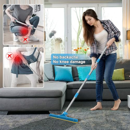 mupapi Carpet Rake for Pet Hair Removal, Reusable Pet Hair Remover Broom, 60'' Adjustable Long Handle Dog and Cat Hair Remover Tool Set of 3, Lint Remover Scraper for Carpets, Rugs, Mats, Couch, Car