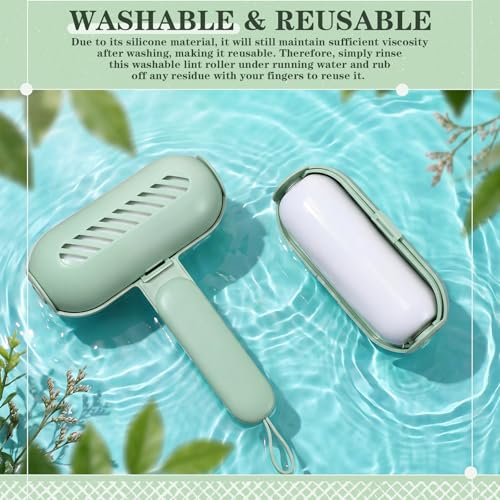 Sliner 2 Pack Reusable Lint Roller for Pet Hair New Silicone Washable Sticky Roller Portable Lint Remover Extra Sticky Cleaner Cat Dog Hair Remover for Pet Clothes Sofa(Green) - color: Green