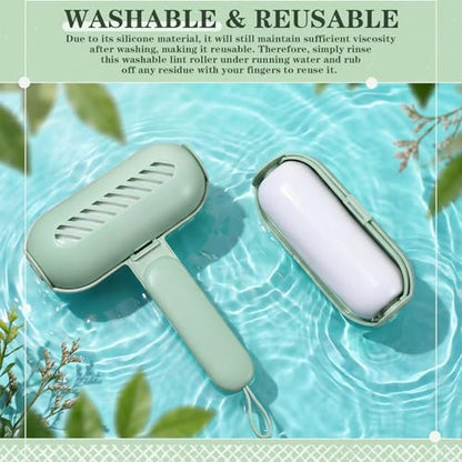 Sliner 2 Pack Reusable Lint Roller for Pet Hair New Silicone Washable Sticky Roller Portable Lint Remover Extra Sticky Cleaner Cat Dog Hair Remover for Pet Clothes Sofa(Green) - color: Green