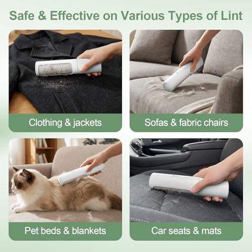 Pet Hair Remover Tool - Reusable Lint Roller Lint Brush for Cat & Dog Hair on Furniture, Clothes, Couches, Car Seats, and Fabric - No Refills, Eco-Friendly and Portable (White) - color: White