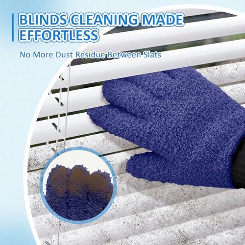 MIG4U 2 Pairs Microfiber Gloves - Dusting Gloves for House Cleaning - Washable Blind Cleaner Duster Tool (Navy,S/M) - color: Navy 2 Pairs, size: Small-Medium