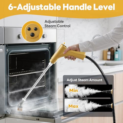 Handheld Steam Cleaner, 10s Fast Handheld Heating Steamer for Cleaning 15-in-1 High Pressure Steam Cleaner for Home & Kitchen, Grease, Grout, Tile,Floor,Couch and Car - color: Yellow