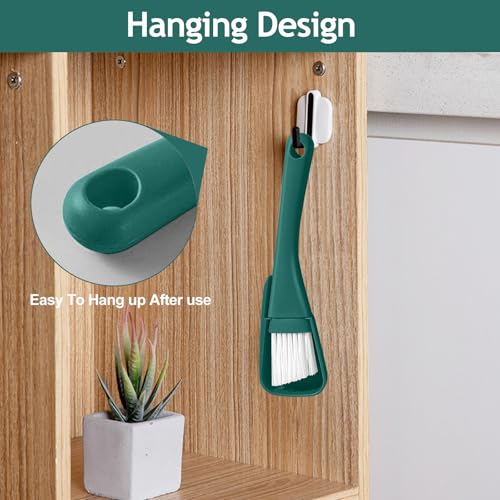 Crevice Cleaning Brush with Dustpan, Mini Dust Pans for Window Tracks, Sliding Door Rails, Scrubber Cleaning Tool for Key Board, Green - color: Green