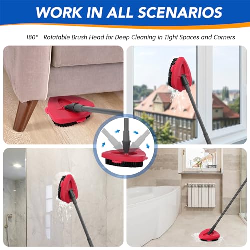 2 Pack Scrub Brush Head for EasyWring 1-Tank System, Hard Bristle Spin Mop Scrub Brush Attachment for Tile, Bathroom, Kitchen, Deck & Floor Cleaning - size: Scrub Brush-1TANK-2PC