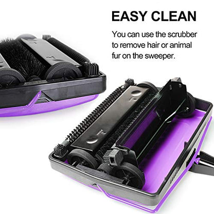 Yocada Carpet Sweeper Cleaner 4 Poles for Home Office Low Carpets Rugs Undercoat Carpets Pet Hair Dust Scraps Paper Small Rubbish Cleaning with a Brush