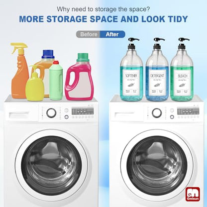 GMISUN Laundry Detergent Soap Dispenser, Liquid Laundry Detergent Dispenser, Container for Farmhouse Laundry Room Decor, Organizer for Liquid SoftenerBleach Heavy Duty Plastic Bottle(64 Oz 3 Pack)