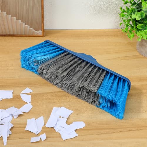 Soft Bristle Broom Head Replacement, Dark Blue Threaded Broom Refills for Household Floor Cleaning, Compatible Indoor and Outdoor Sweeping Accessory