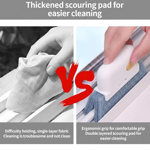 Window Track Cleaner Brush, Groove Cleaning Brush 2 in 1 Cleaner Tool Grip Brush for Window lides Gaps Tile Lines Shutter Car Vents,Yellow - color: Yellow