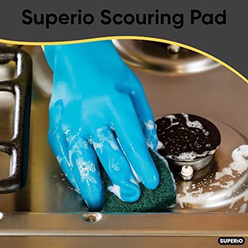 Scouring Pad Non-Scratching Scrubber Non-Scratch Cleaning Scrub Pads, Heavy Duty Scouring Pad, Reusable Kitchen Scrubbing Pad Pack of 5, Green, By Superio - size: 5-pack