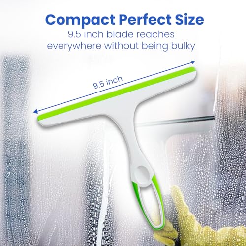 Middleofthemap Shower Squeegee - Flexible Silicone Blade, Lightweight Plastic Handle, Easy Hanging Hook, Attractive Colors, Perfect for Glass Doors, Windows, Tiles, and Mirrors 9.5" (4)