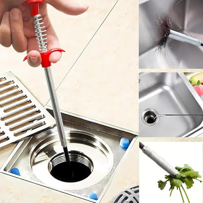 (33 inch) Drain Snake, Sink Snake Drain Tool Tools Cleaner for Toilet Sewer Shower Kitchen Bathroom Tub Clogged Drains Opener Tool, Flexible Grabber Claw Pick Up Reacher Gutter Cleaning