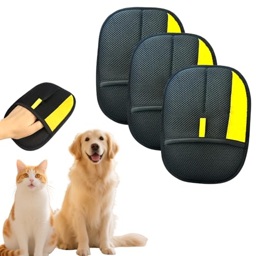 Electrostatic Pet Hair Removal Gloves: Quick Wiping - Reusable & Washable for Sofa Clothing Pet Beds Effortless Cats & Dogs Hair Remover for Busy Pet Owners (3pcs-Black) - color: 3pcs-Black