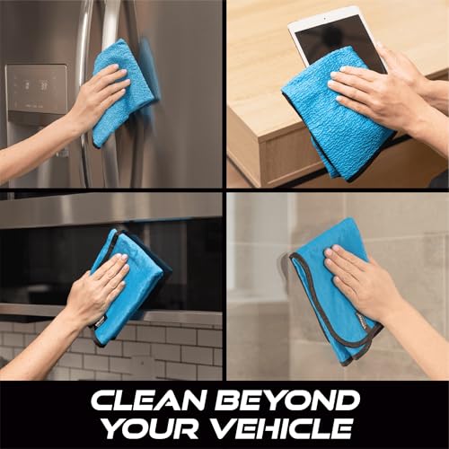 VIKING Glass Microfiber Cleaning Cloth for Car and Home, Glass Towels for Mirror, and Picture Frames, and Car Detailing Kit, 16 inch x 16 inch, Blue, 4 Pack - size: 4 Pack