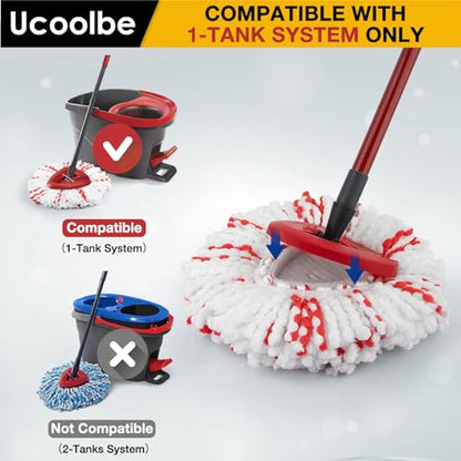 Upgraded mop Refill for O Cedar, 3 Pack Spin mop Heads Replacements Compatible with O Cedar EasyWring Spin Mop Bucket System, 40% More Cleaning Power, Microfiber and Machine Washable - size: 3 Pack