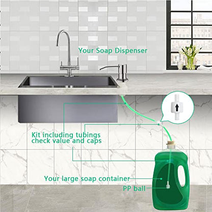 Soap Dispenser for Kitchen Sink, Built in Sink Soap Dispenser (Brushed Nickel), Countertop Soap Dispenser Pump with 47" Extension Tube kit, No Need to Fill Little Bottle Again (Longer Thread Shaft) - color: Brushed Nickel