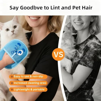2026 Thickened Electrostatic Pet Hair Removal Gloves for Dogs & Cats，Reusable & Washable Cat Hair Removal Glove, Pet Hair Remover Tool for Furniture Clothing, Couch, Carpet, Car Seat, Bed - color: Blue