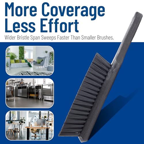 SPARTA 8 Inch Soft Counter Brush with Polyester Bristles and 5 Inch Handle, Color Coded Handheld Broom for Tables Countertops and Foodservice Surfaces, 13 Inch Overall Length, Black, Pack of 6 - color: Black