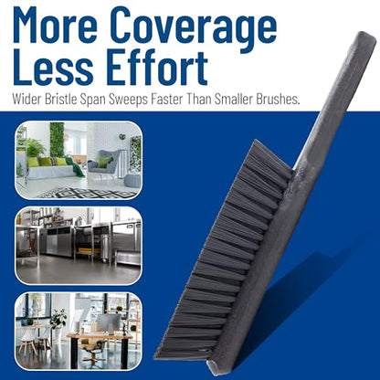 SPARTA 8 Inch Soft Counter Brush with Polyester Bristles and 5 Inch Handle, Color Coded Handheld Broom for Tables Countertops and Foodservice Surfaces, 13 Inch Overall Length, Black, Pack of 6 - color: Black