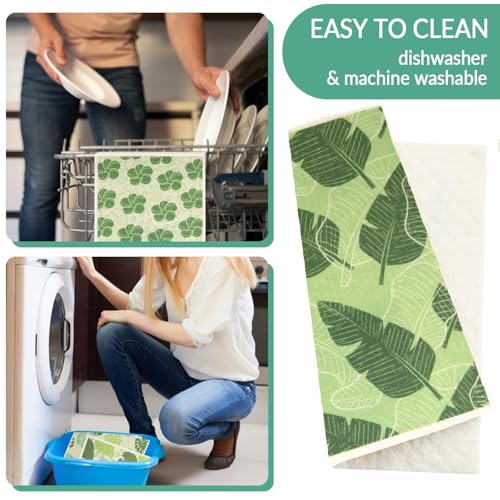 6 - Pack Swedish Kitchen Dish Cloths - Reusable Paper Towels for Counters & Dishes - Eco Friendly Cellulose Sponge Cloth (Botany) - color: I-botany