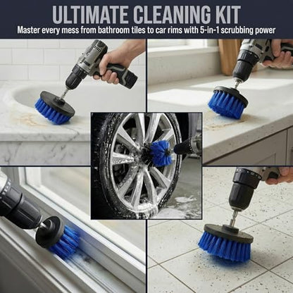 Drill Brush Attachment Set, 5 Pack Power Scrubber Cleaning Brush Kit with Extension Rod for Bathroom, Tub, Tile, Grout, Kitchen, Floor and Wheel Rims (Blue) - color: Blue