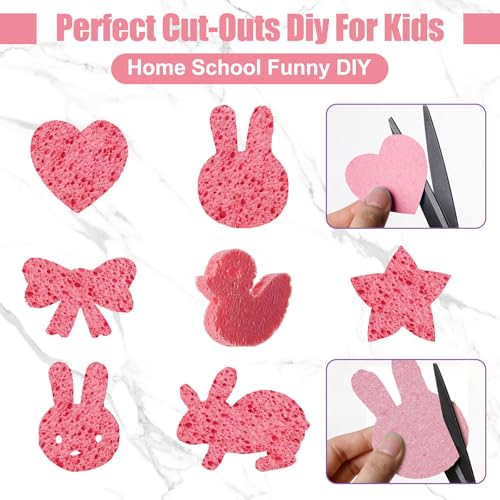 Zhengmy 100 Pieces Sponges Bulk Sponges Kitchen Compressed Sponge Natural Dish Sponge Compressed Wood Pulp Cleaning Without Scratching for Kitchen Bathroom, 3.9 x 2.4 x 0.12 Inch (Pink) - color: Pink