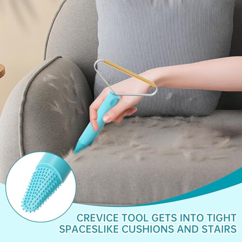 Pet Hair Remover, Dog Cat Carpet Rake, Lint Remover Shaver for Sofas 3-Pack | Wool Hand Pet Hair Removal Tool, Cleans Carpets Car Cushions Pet Beds Furniture, Works on All Fabric & Rug - color: Sky Blue With Gray