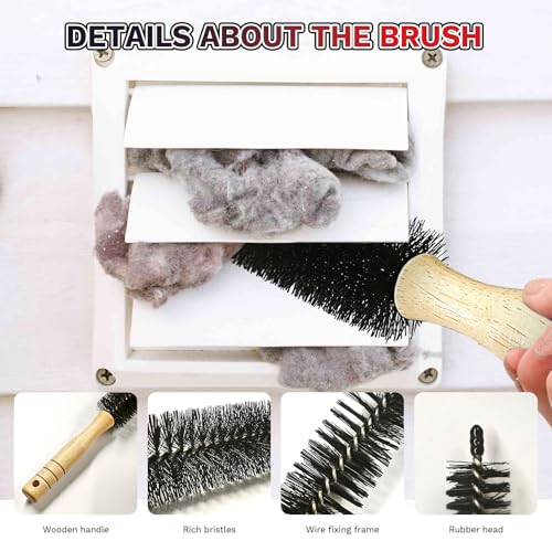 2 Pieces Dryer Vent Cleaner Kit, Universal Vacuum Attachment with Flexible Lint Brush & Vacuum Hose, Fits Most Vacuums for Dryer Lint Removal, Fire Prevention, Home Appliance Cleaning