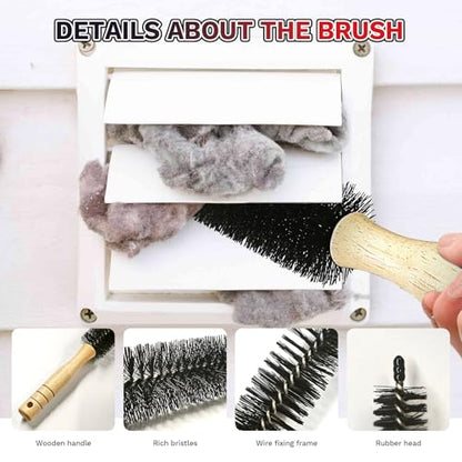 2 Pieces Dryer Vent Cleaner Kit, Universal Vacuum Attachment with Flexible Lint Brush & Vacuum Hose, Fits Most Vacuums for Dryer Lint Removal, Fire Prevention, Home Appliance Cleaning