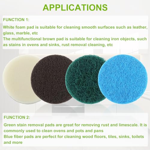 16pcs Electric Cleaning Brush Pad Set 4 Foam Pads 4 Kitchen Mats 4 Performance Pads 4 Microfibre Pads fit for Dremel Versa Cleaning Brush - size: Blue Green White Brown