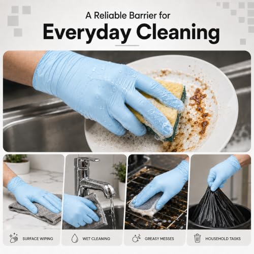 ForPro Disposable Nitrile Gloves, Chemical Resistant, Powder-Free, Latex-Free, Non-Sterile, Food Safe, 4 Mil - color: Blue, size: Large (Pack of 100)