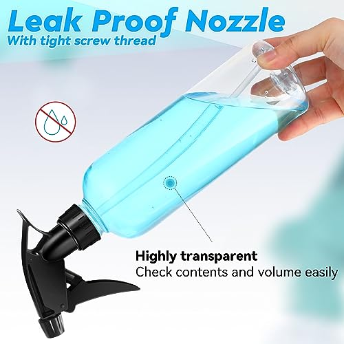 Lallisa 36 Pcs 16 oz Plastic Spray Bottles Leak Proof Empty Bottles for Cleaning Solutions Water Sprayer Bottle with Nozzle Mist, Labels and Handle Funnel for Auto Details, Bathroom, Kitchen, Planting - color: Clear