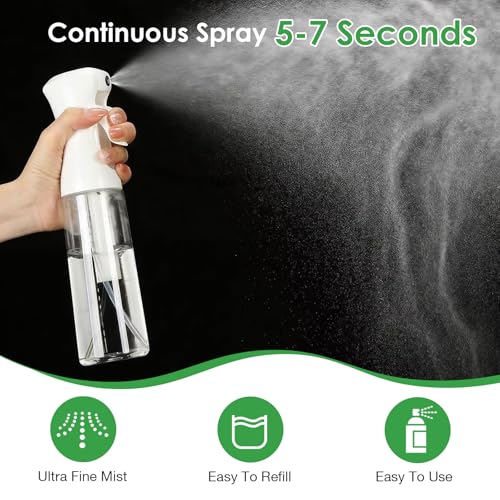 THINTON Mist Spray Bottle for Hair (10oz/300ml) - 2 Pcs Continuous Spray Bottle for Salons Cleaning Plants Gardening