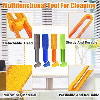 4 Pack Microfiber Blinds Duster, 4 Removable and Washable Sleeves, Cleaner for Window Blinds, Air Conditioner Vents, Fans, Car Vents