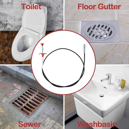 61 Inch Drain Snake Cleaner Pick Up Tool, Shower Hair Clog Remover, Sink Drain Clogs Cleaner for Sewer, Flexible Grabber Cleaning Tool for Out of Reach Place