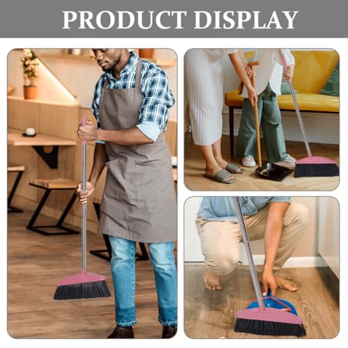 Cabilock 2pcs Stainless Steel Broom Handle Deck Sweeper Broom for Outdoor Cleaning - color: Pink