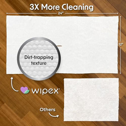 Wipex XL Wet Floor Wipes for Squeegee Stick, Cuban Mop or Sweeping Mop, Plant Based Multi Surface Cleaning Wipes, Lavender Scent, Huge Disposable Wipes (24" x 14"), Extra Thick, 12 Count (Pack of 1) - size: 12 Count (Pack of 1)
