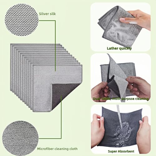 Stainless Steel Scrubber and Cleaning Rags - Non Scratch Wire Dishcloth for Washing Dishes, Durable Steel Wool Scrubber and Kitchen Dish Towels (New 6pcs) - size: New 6pcs