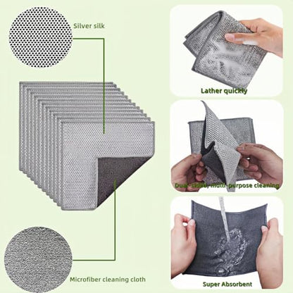 Stainless Steel Scrubber and Cleaning Rags - Non Scratch Wire Dishcloth for Washing Dishes, Durable Steel Wool Scrubber and Kitchen Dish Towels (New 6pcs) - size: New 6pcs