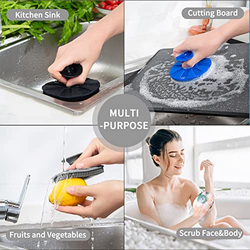 Silicone Sponge, BEAUTAIL Non-Scratch Scrub Sponges for Washing Dishes, Kitchen Fruit Vegetable Cleaning Brush, Long Lasting and Reusable Dishwashing Scrubber, Suction Up Hang Designed, 1 Pack, Gray - color: 1pcs Gray
