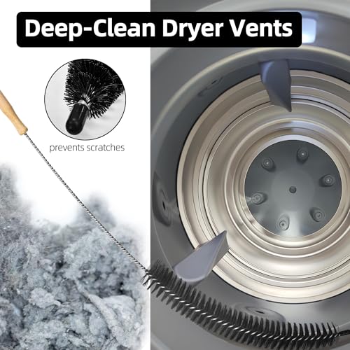 Dryer Lint Brush Vent Cleaner Kit,Included 1Pc 29.5" Refrigerator Coil Cleaning Brushes,2Pc Crevice Cleaning Brush and 1Pc 15" Dryer Vent Hose Cleaner, Washing Machine Cleaning Tools for Household - style: Dryer Lint Brush Vent Cleaner Kit