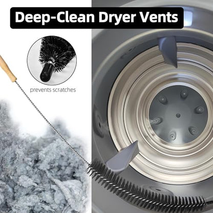 Dryer Lint Brush Vent Cleaner Kit,Included 1Pc 29.5" Refrigerator Coil Cleaning Brushes,2Pc Crevice Cleaning Brush and 1Pc 15" Dryer Vent Hose Cleaner, Washing Machine Cleaning Tools for Household - style: Dryer Lint Brush Vent Cleaner Kit