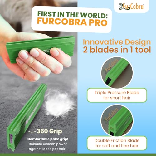 Pro Pet Hair Remover for Car Detailing, Carpet & Couch – Multi-Blade Dog & Cat Hair Scraper for Auto Interior, Upholstery, Furniture & Home – Reusable Embedded Fur Removal Tool - color: Green