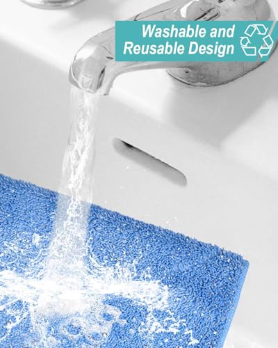 KEEPOW 5 Pack Reusable Microfiber Mop Pads, Compatible with MR.SIGA Professional Mop, Washable Refills for Hardwood, Laminate & Tile Floors, Dual-Sided Wet/Dry Use (Blue, 17.3" x 9.4") - size: 5 Pack
