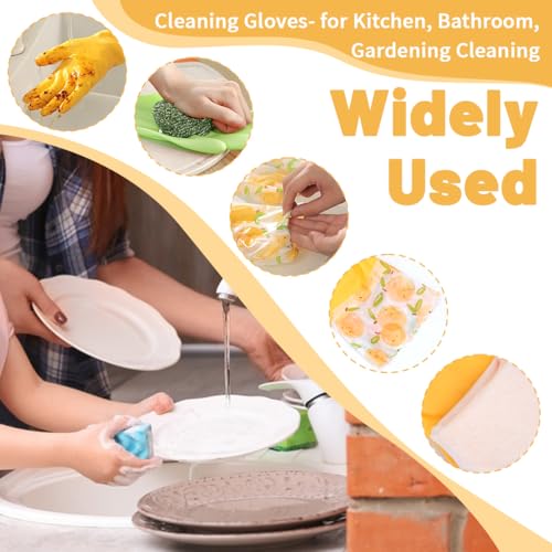 Dishwashing Cleaning Gloves, Long Rubber Gloves with Cotton Lined | Resuable Latex Free Dishwashing Gloves, Non-Slip Waterproof Household Glove for Kitchen Laundry Working Gardening Cooking