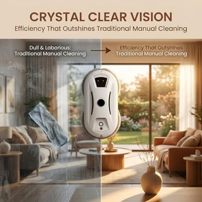 SakerPlus Automatic Smart Window Cleaning Robot, Glass Cleaner with Dual Rotating Pads, Smart Path Navigation, Remote Control, Backup Power Up to 20 Min, for Windows, Mirrors & Tiles