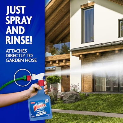 Windex Outdoor Window and Glass Cleaner for Hose Ammonia Free, Concentrated Formula for Deep Outdoor Clean, Patio Cleaner, Compatible With All Hoses, 32 Fl Oz (Pack of 2) - size: 32 Fl Oz (Pack of 2)