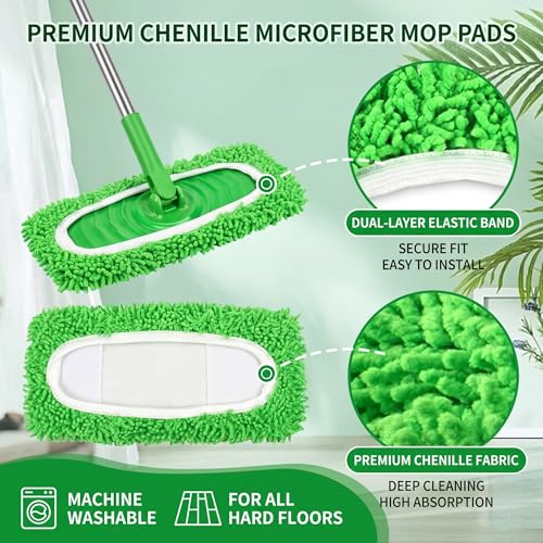 Reusable Microfiber Mop Pads, Compatible with Sweeper Sweeping Mopping pad Refills Cloths for Surface/Hardwood Floor Cleaning (4 Pack Green) - color: 4 Pack Green