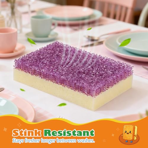 UNIMADE Scrub Sponge, Temperature Responsive Dual-Sided Cleaning Sponges, Non-Scratch Dish Sponge for Kitchen, Soft in Warm Water & Firm in Cold, 6 Pack - size: 6 Pack